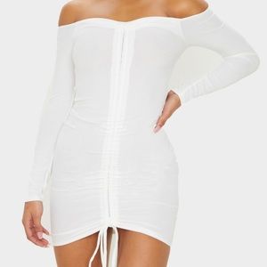 Pretty little thing rubbed white bodycon dress